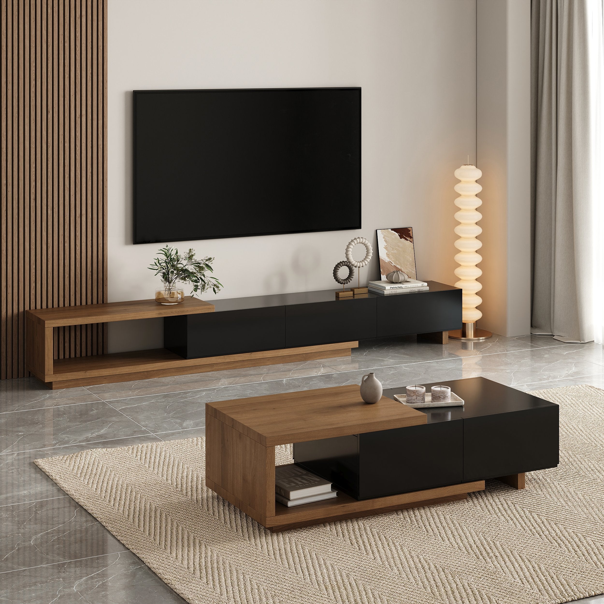 HMR - Quoint Extendable TV Stand & Coffee Table Set