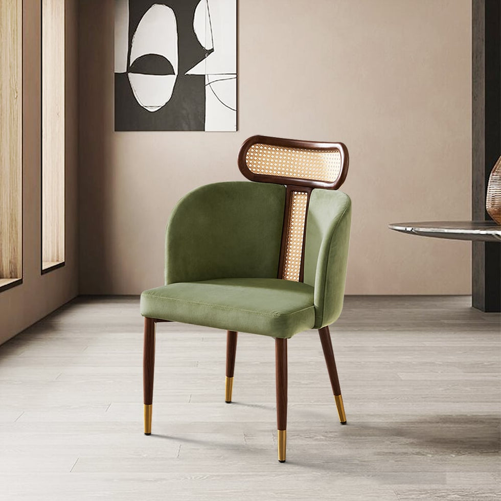 HMR - Mid-Century Modern Dining Chairs with Velvet Upholstery (Set of 2)