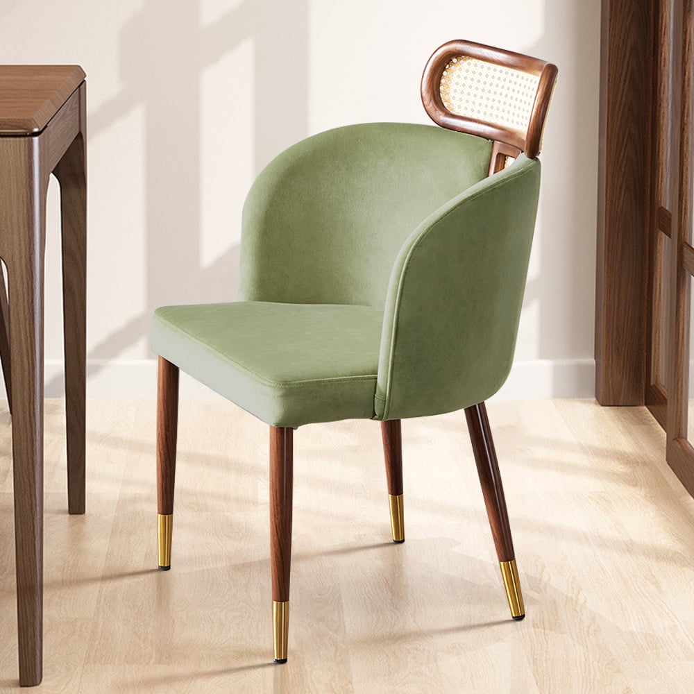 HMR - Mid-Century Modern Dining Chairs with Velvet Upholstery (Set of 2)