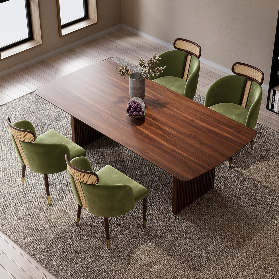HMR - Mid-Century Modern Dining Chairs with Velvet Upholstery (Set of 2)