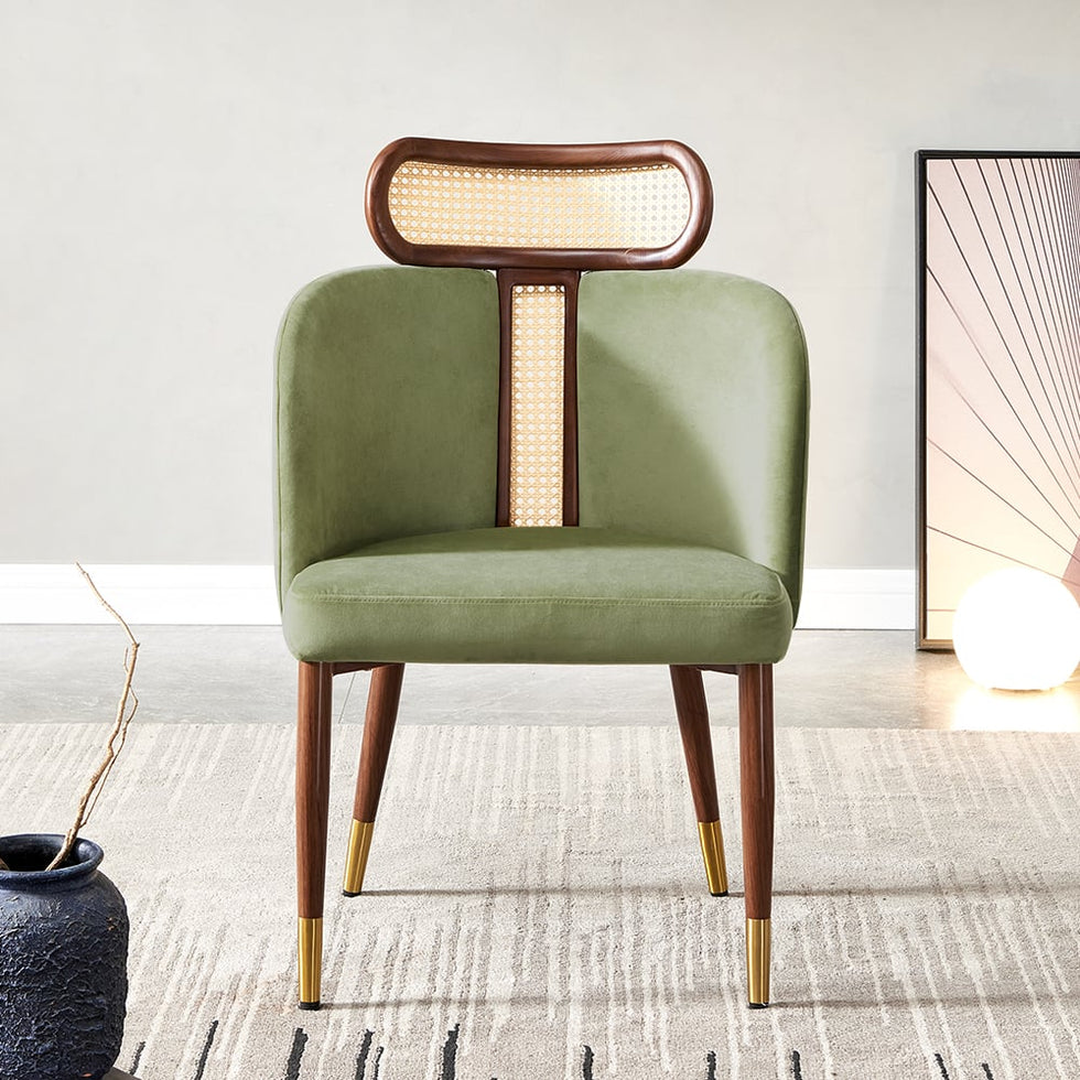 HMR - Mid-Century Modern Dining Chairs with Velvet Upholstery (Set of 2)
