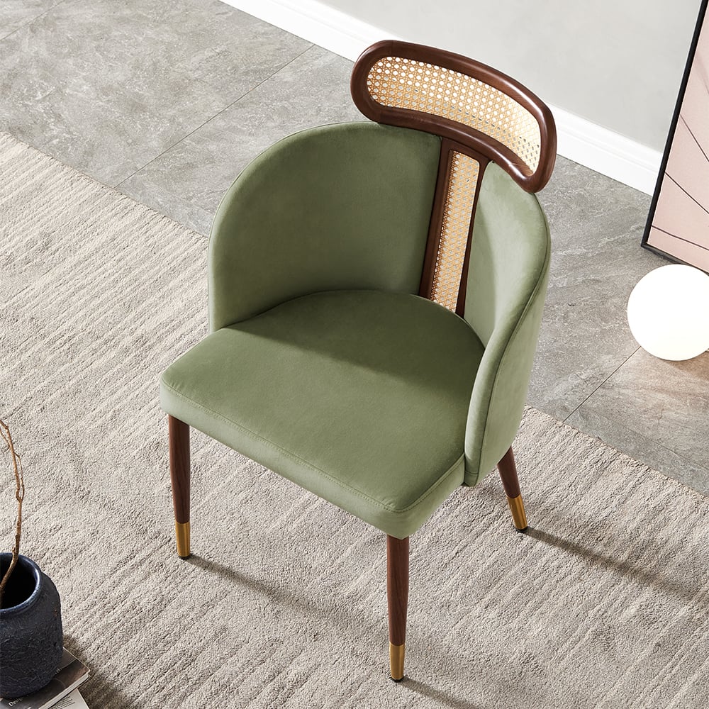 HMR - Mid-Century Modern Dining Chairs with Velvet Upholstery (Set of 2)