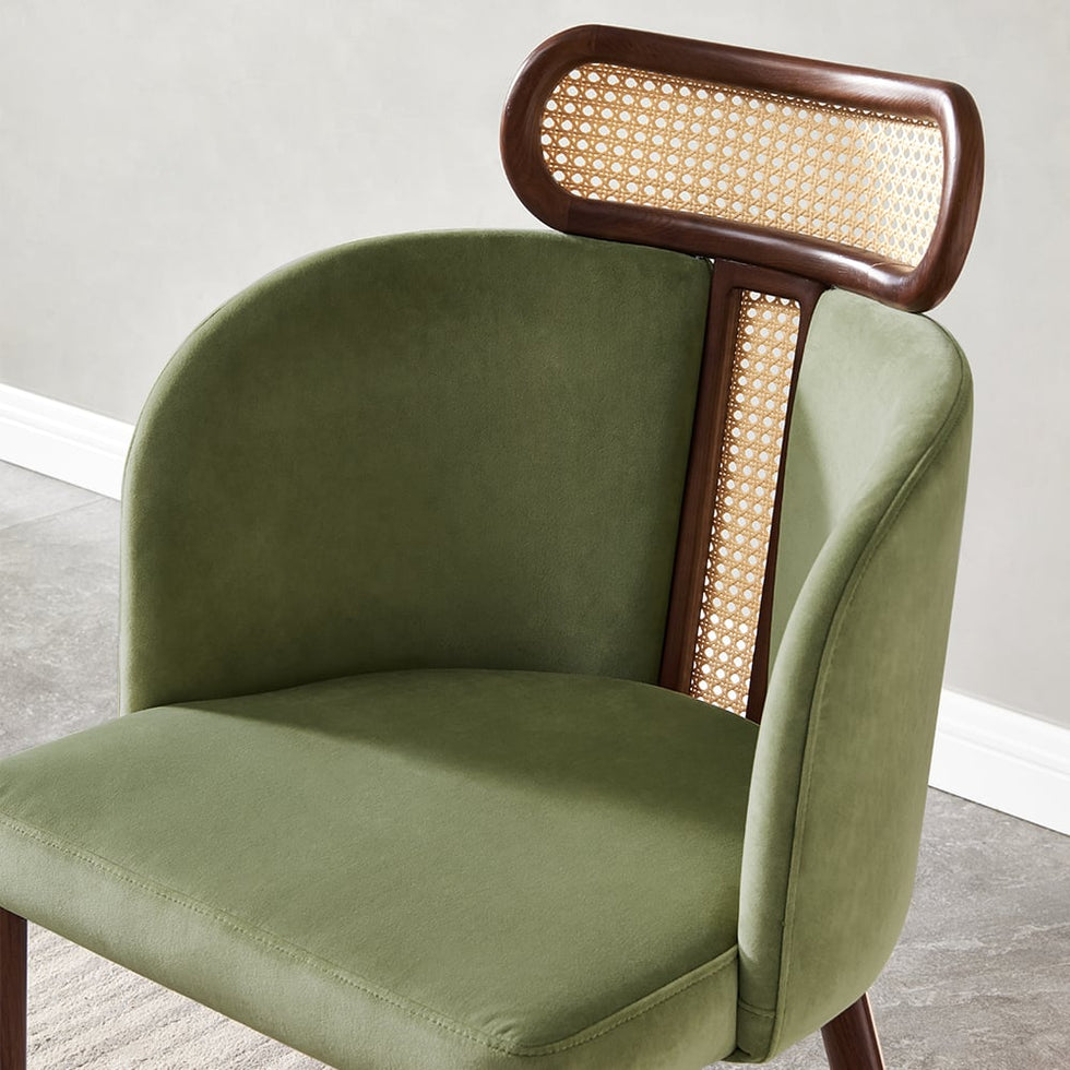 HMR - Mid-Century Modern Dining Chairs with Velvet Upholstery (Set of 2)