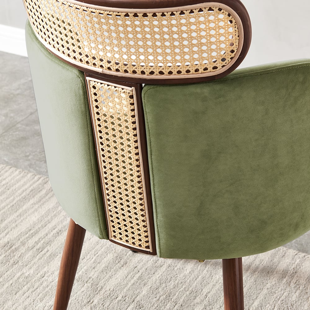 HMR - Mid-Century Modern Dining Chairs with Velvet Upholstery (Set of 2)