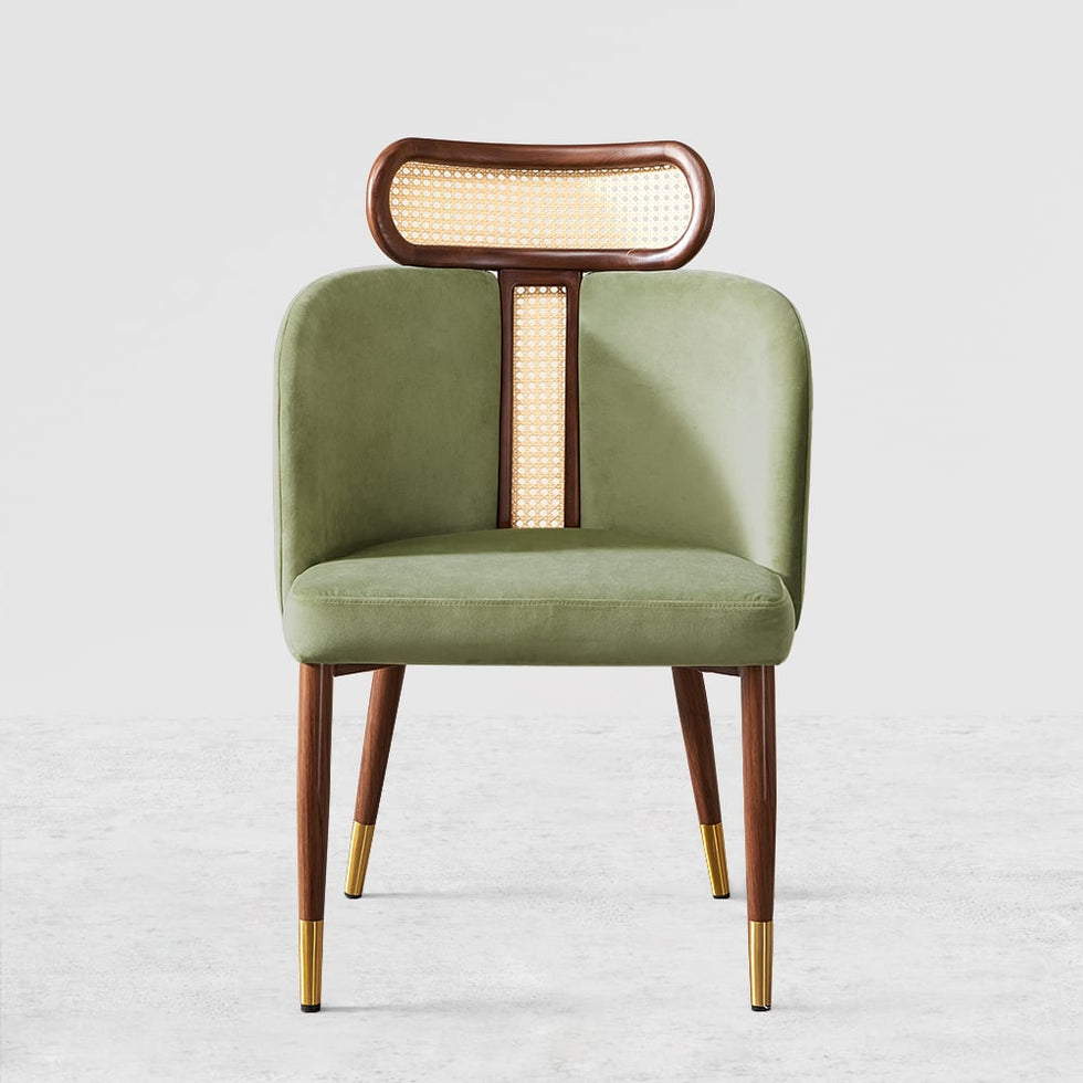 HMR - Mid-Century Modern Dining Chairs with Velvet Upholstery (Set of 2)