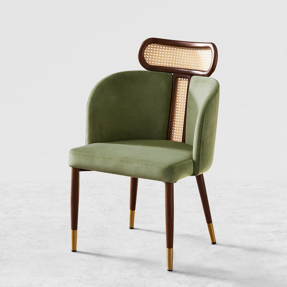 HMR - Mid-Century Modern Dining Chairs with Velvet Upholstery (Set of 2)
