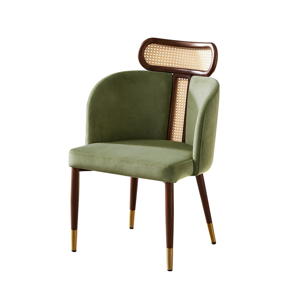 HMR - Mid-Century Modern Dining Chairs with Velvet Upholstery (Set of 2)