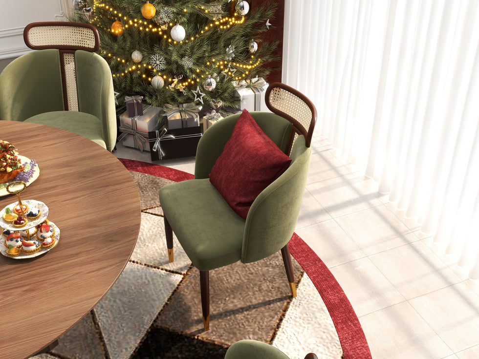 HMR - Mid-Century Modern Dining Chairs with Velvet Upholstery (Set of 2)
