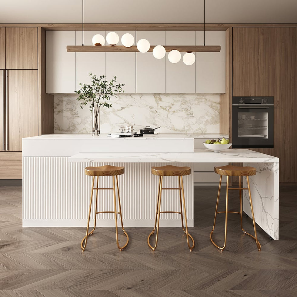 HMR - 81''-106" Extendable Kitchen lsland with Doors&Drawers