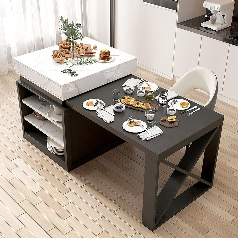 HMR - 73"-93" Extendable Kitchen Island with Storage Kitchen Cabinet