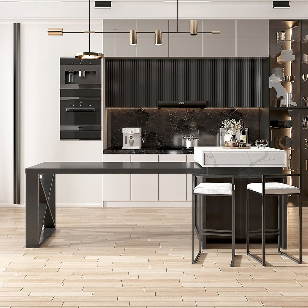 HMR - 73"-93" Extendable Kitchen Island with Storage Kitchen Cabinet