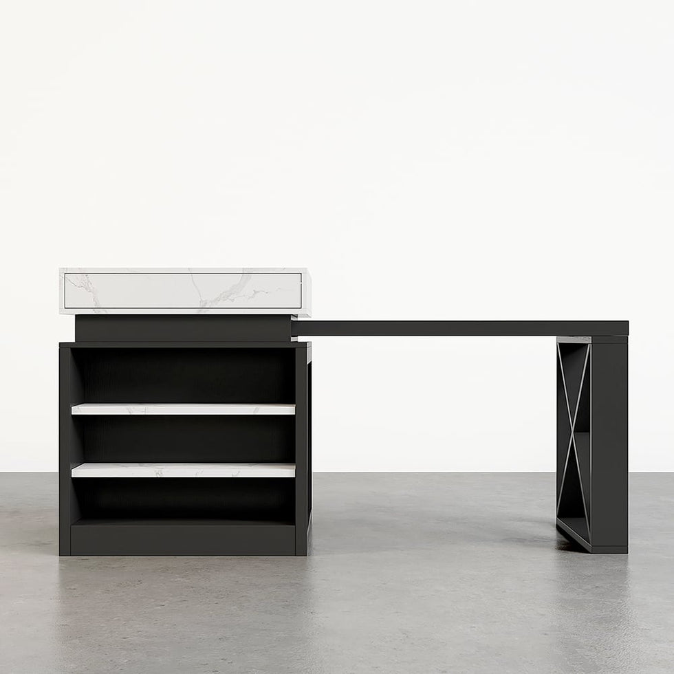 HMR - 73"-93" Extendable Kitchen Island with Storage Kitchen Cabinet