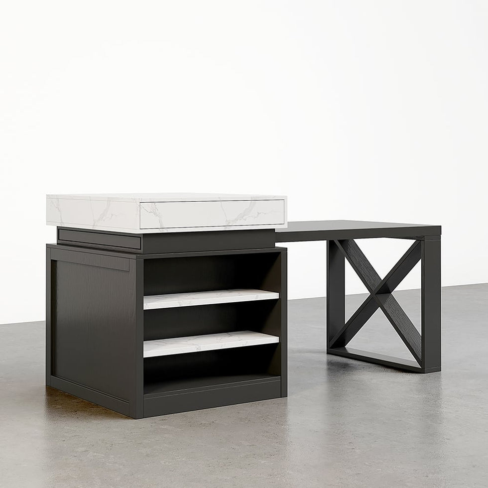 HMR - 73"-93" Extendable Kitchen Island with Storage Kitchen Cabinet