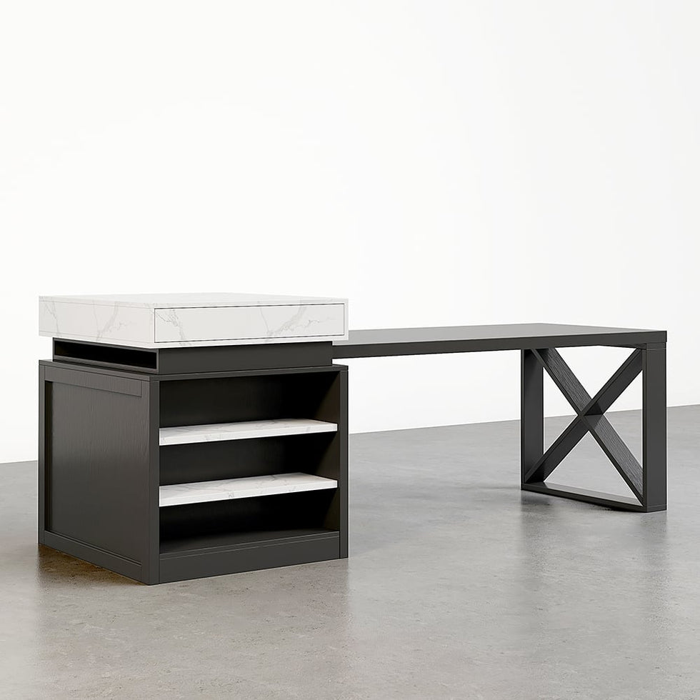 HMR - 73"-93" Extendable Kitchen Island with Storage Kitchen Cabinet