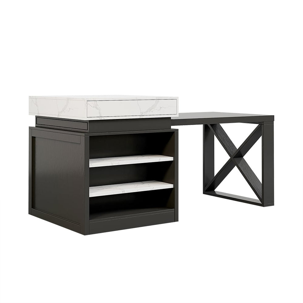 HMR - 73"-93" Extendable Kitchen Island with Storage Kitchen Cabinet