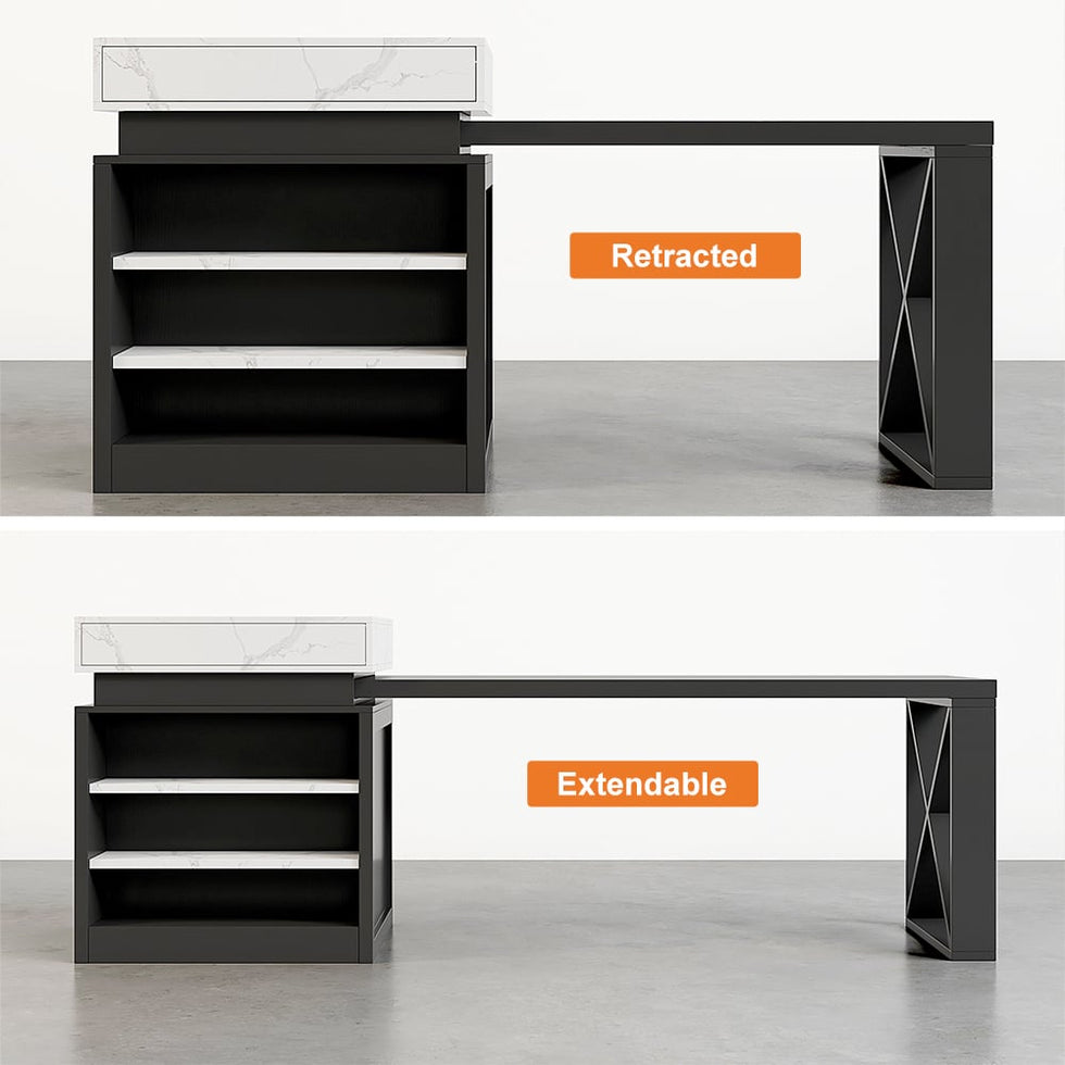 HMR - 73"-93" Extendable Kitchen Island with Storage Kitchen Cabinet