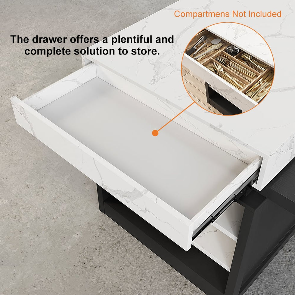 HMR - 73"-93" Extendable Kitchen Island with Storage Kitchen Cabinet