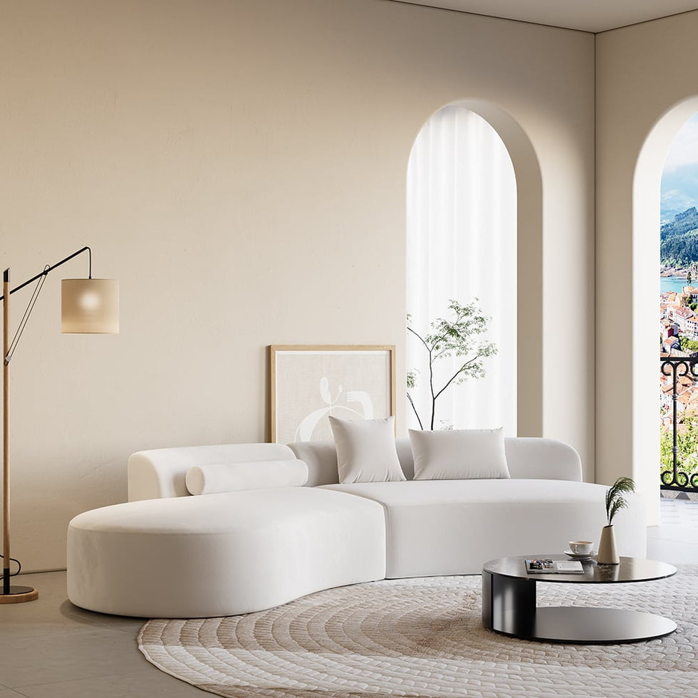 HMR - 109" 2-Piece Curved Sectional Sofa with Pillows