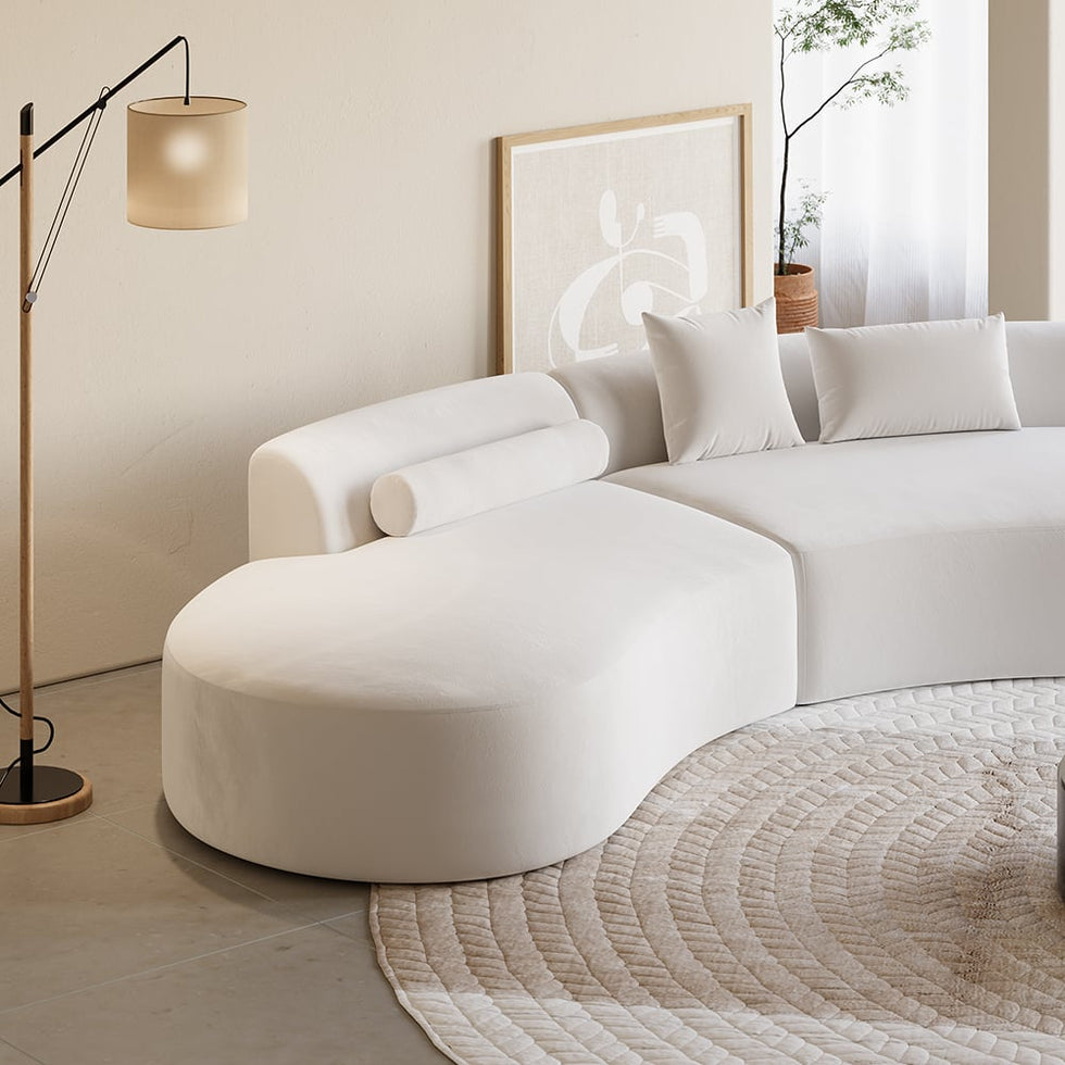 HMR - 109" 2-Piece Curved Sectional Sofa with Pillows