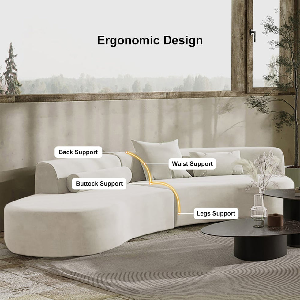 HMR - 109" 2-Piece Curved Sectional Sofa with Pillows