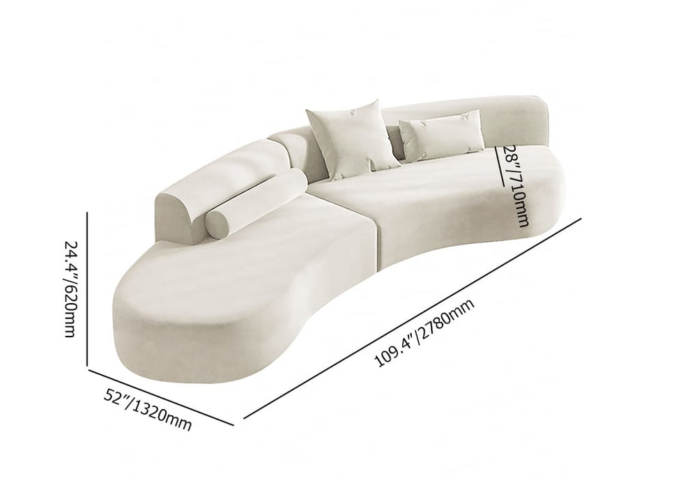 HMR - 109" 2-Piece Curved Sectional Sofa with Pillows