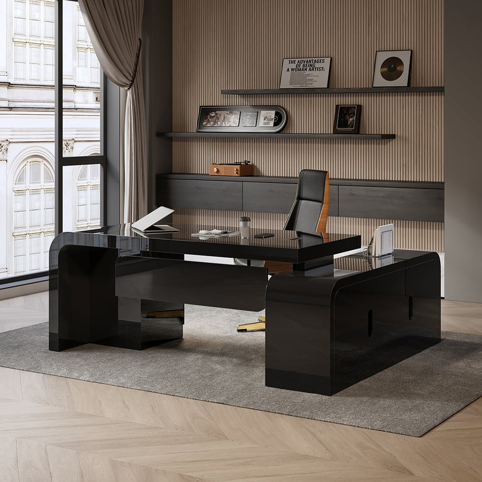 HMR - Chicent L-shaped Modern Executive Desk with Ample Storage