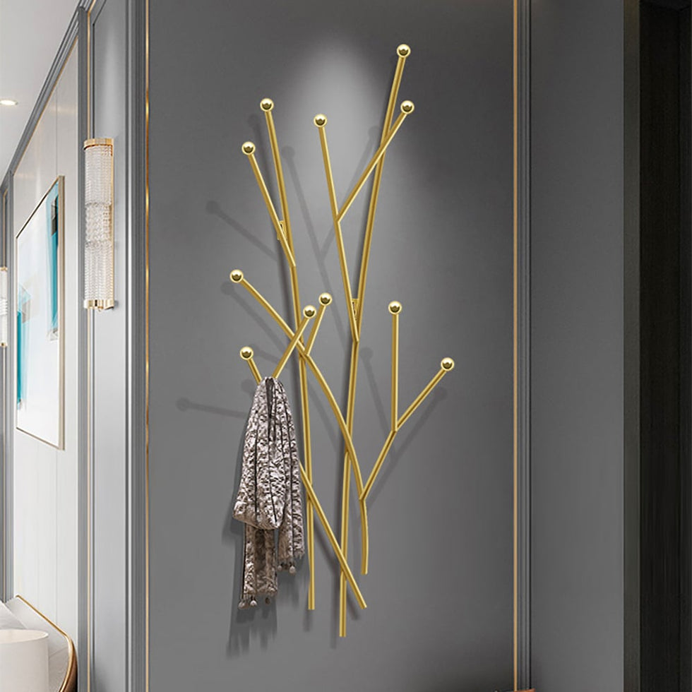 HMR - Modern 11-Hook Wall Mounted Coat Rack with Tree Branch Shape