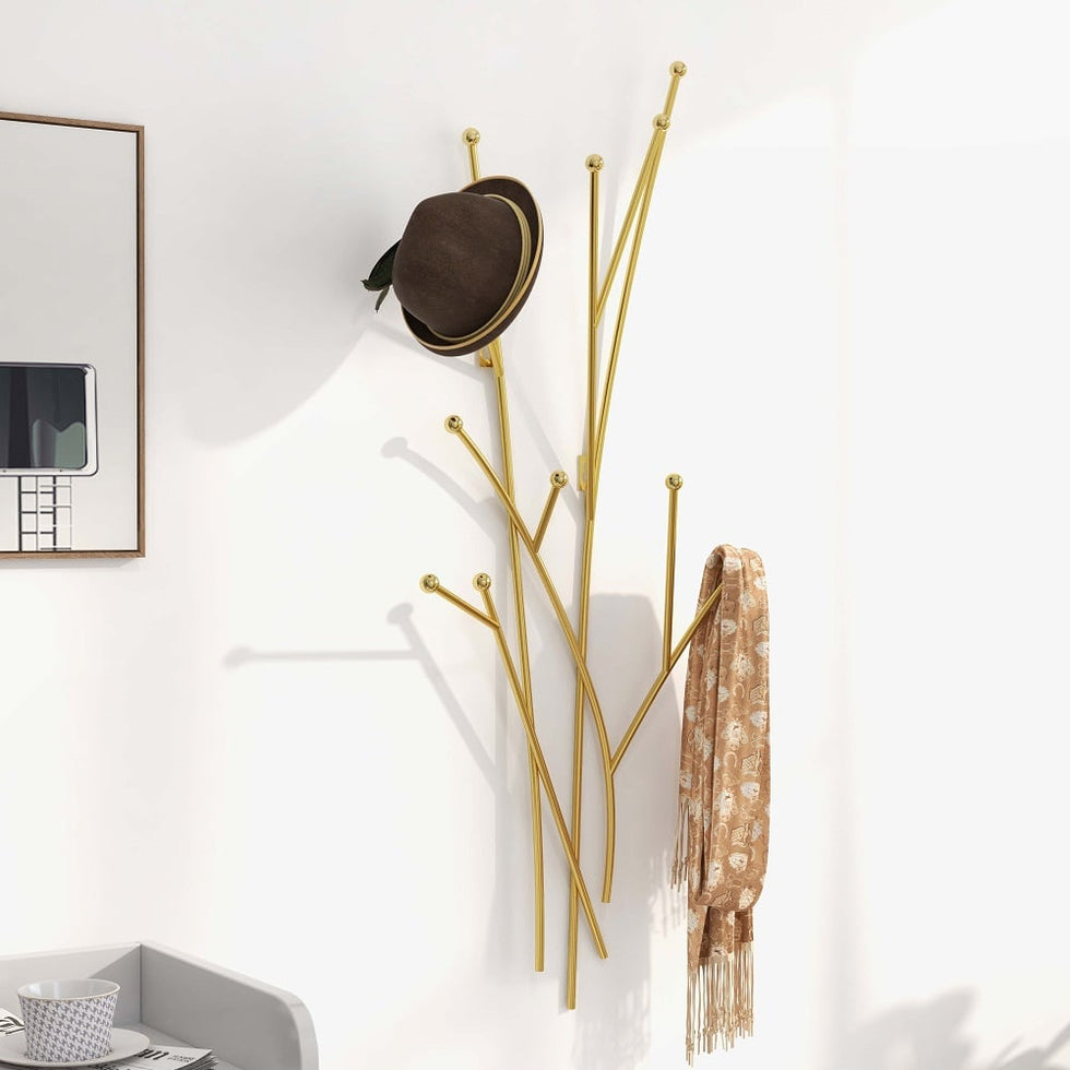HMR - Modern 11-Hook Wall Mounted Coat Rack with Tree Branch Shape