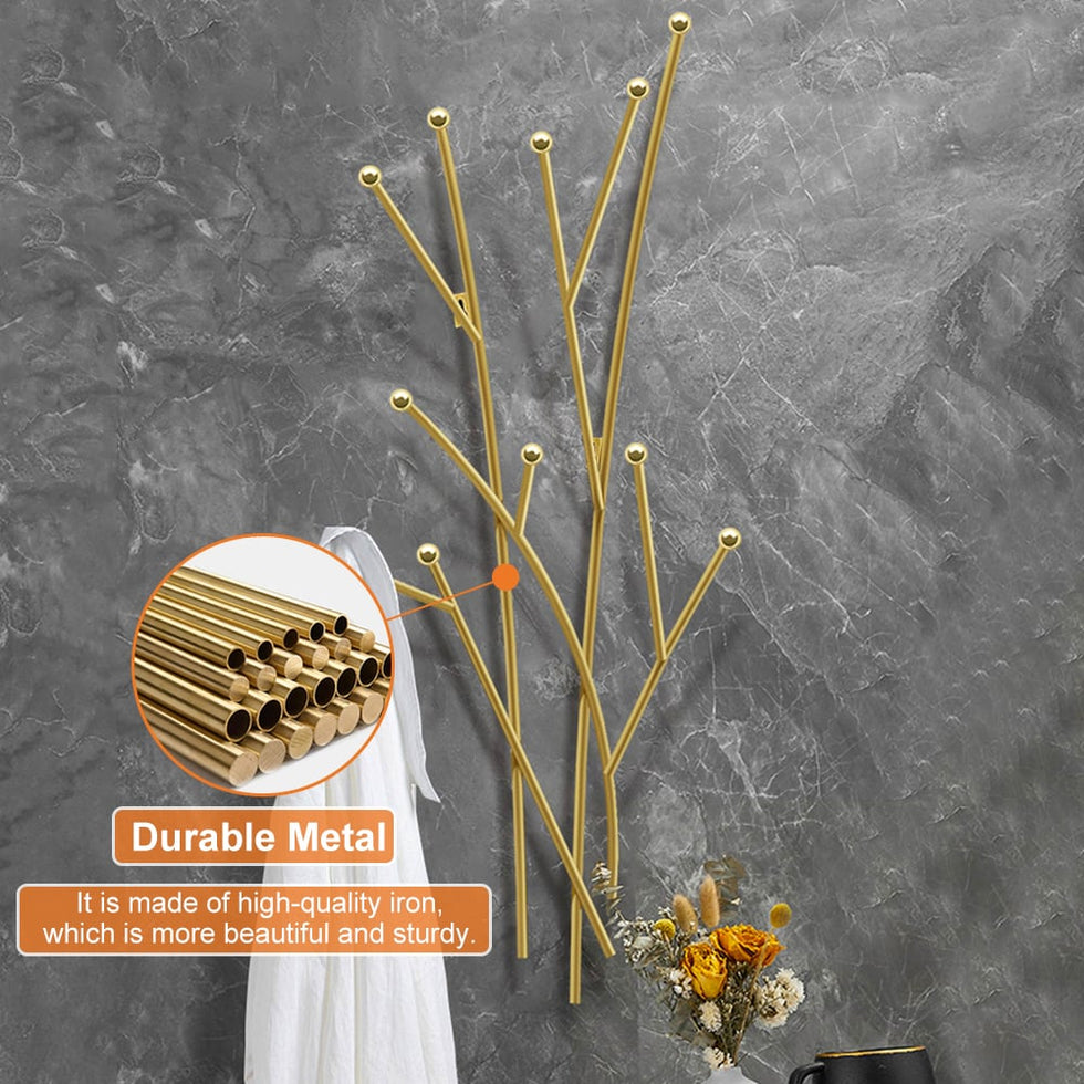 HMR - Modern 11-Hook Wall Mounted Coat Rack with Tree Branch Shape