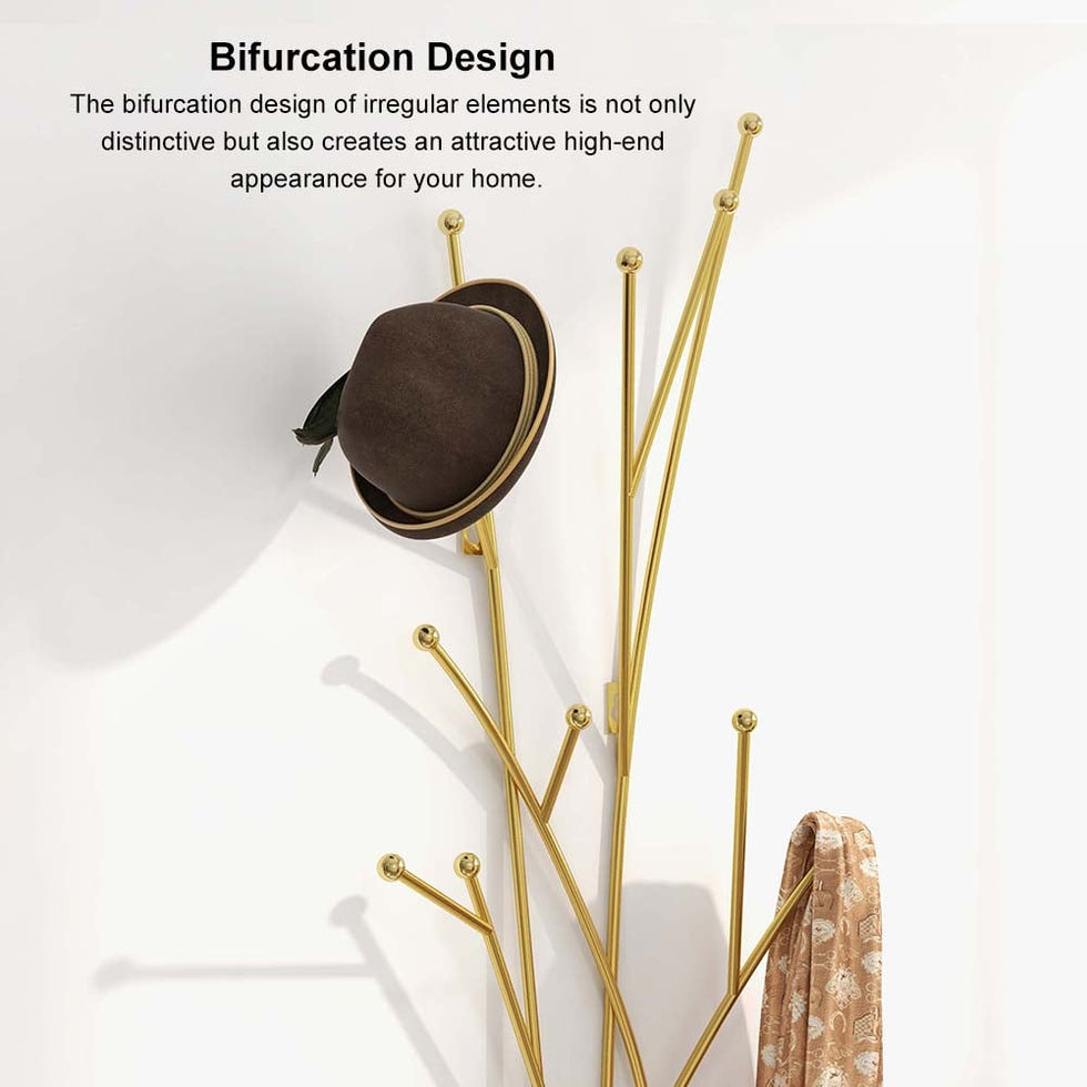 HMR - Modern 11-Hook Wall Mounted Coat Rack with Tree Branch Shape