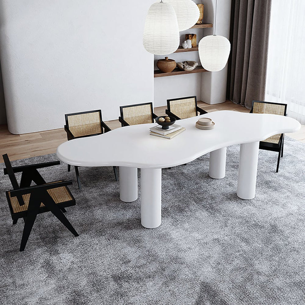 HMR - 70.9" Japandi Style Irregular Wood Dining Table Seats 4-6 People