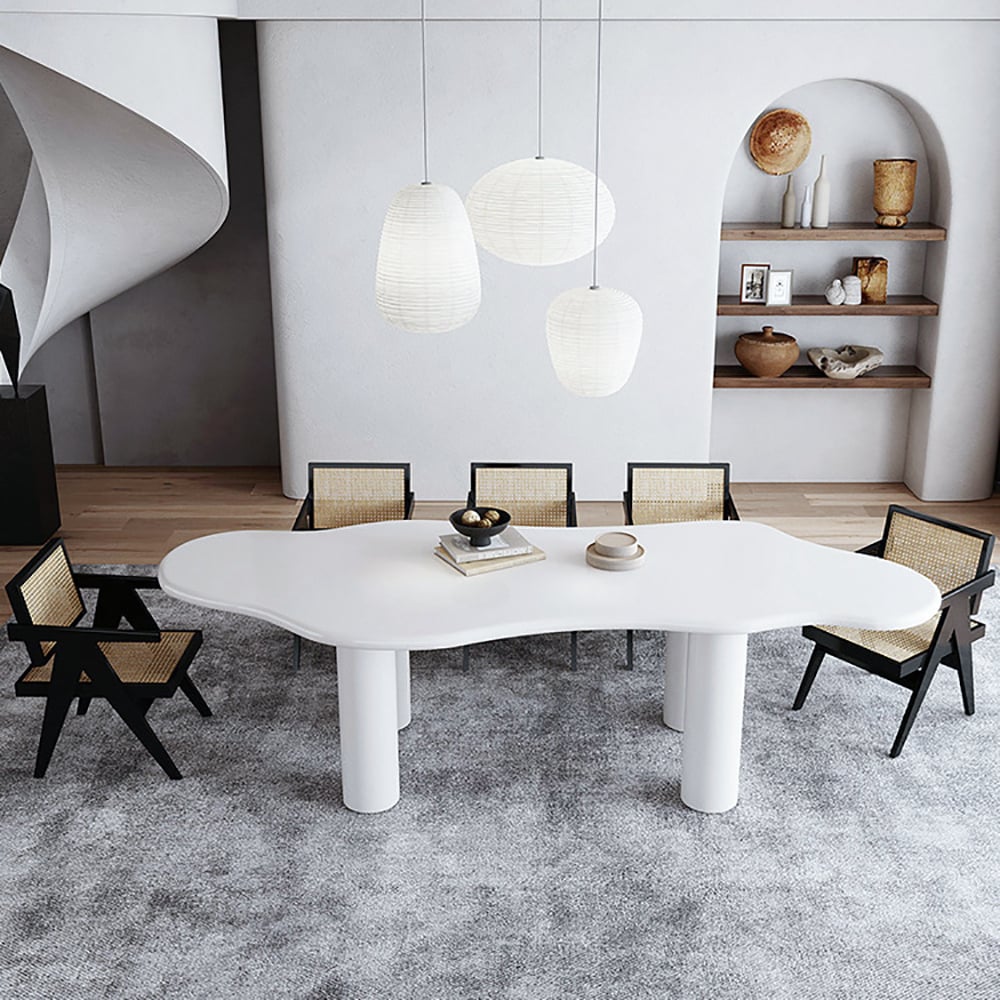 HMR - 70.9" Japandi Style Irregular Wood Dining Table Seats 4-6 People