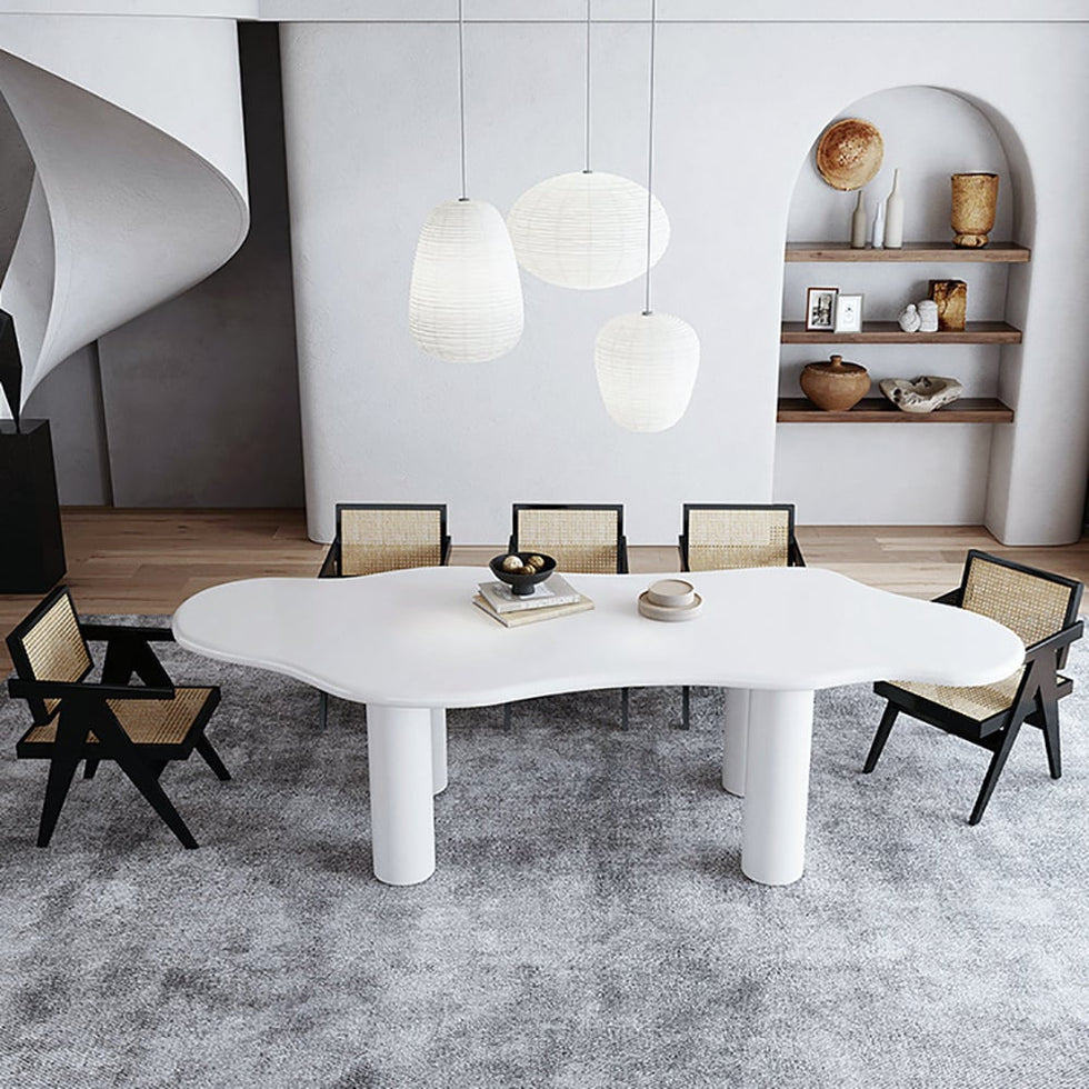 HMR - 70.9" Japandi Style Irregular Wood Dining Table Seats 4-6 People
