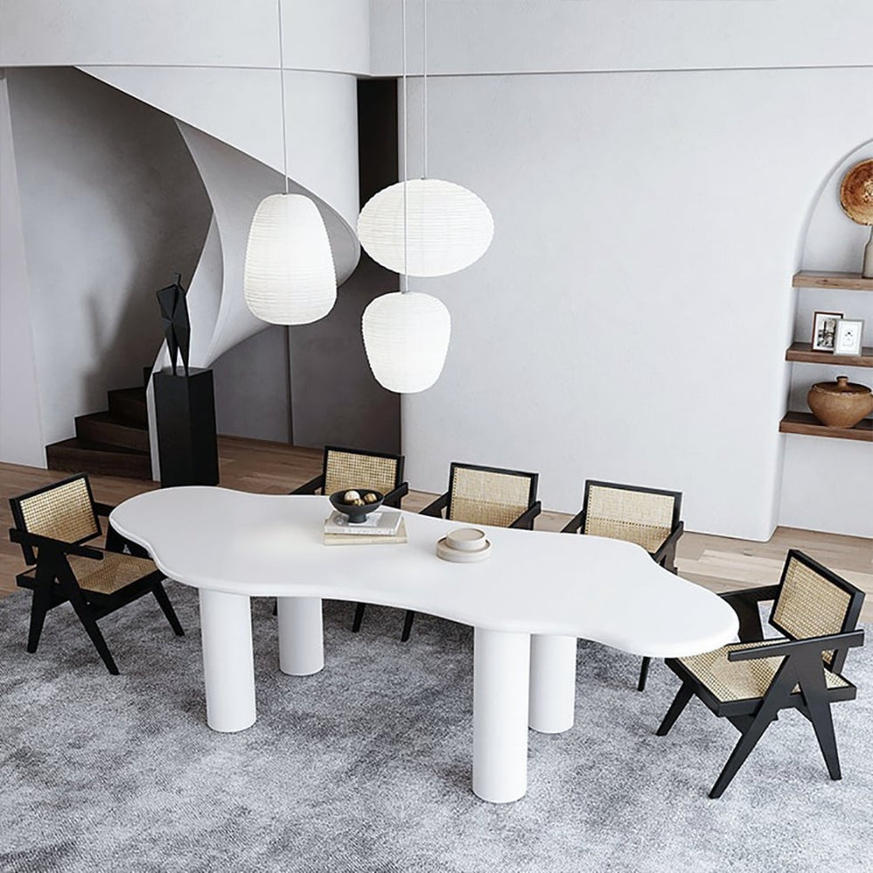 HMR - 70.9" Japandi Style Irregular Wood Dining Table Seats 4-6 People