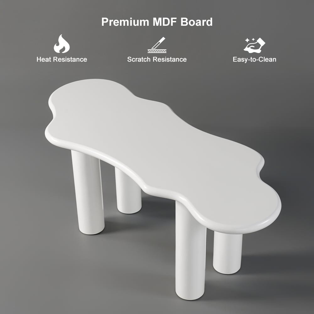 HMR - 70.9" Japandi Style Irregular Wood Dining Table Seats 4-6 People