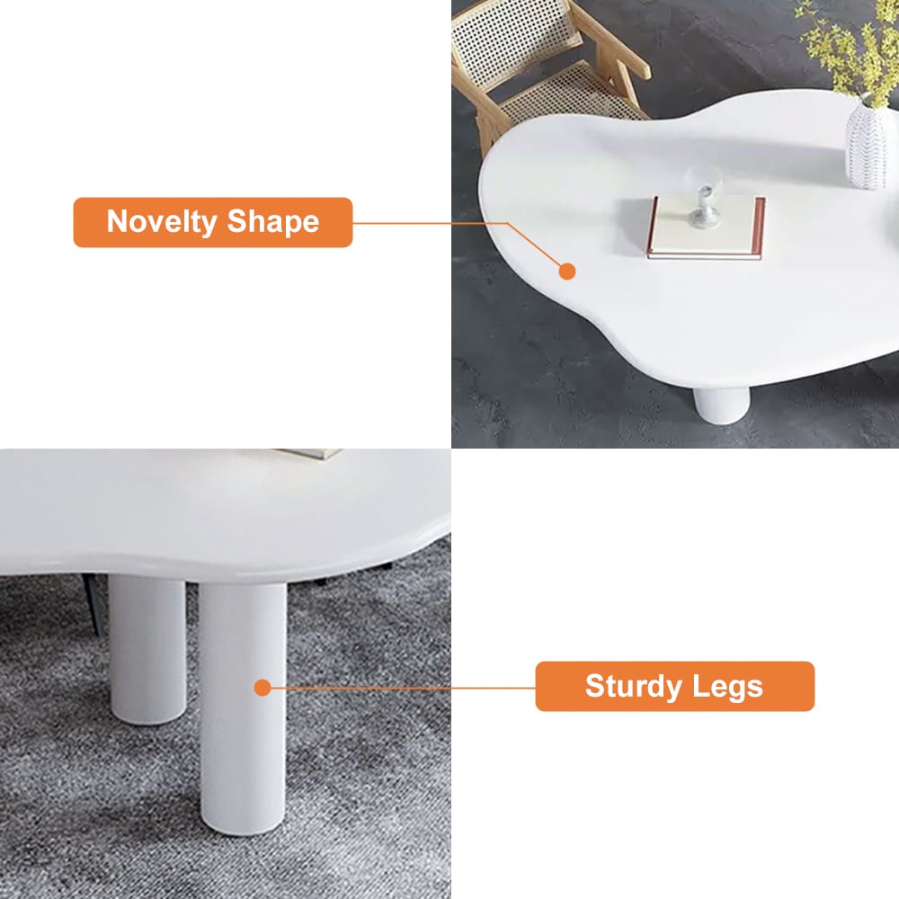 HMR - 70.9" Japandi Style Irregular Wood Dining Table Seats 4-6 People