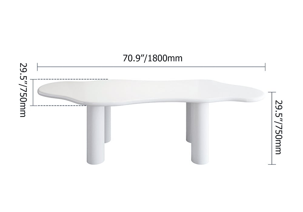 HMR - 70.9" Japandi Style Irregular Wood Dining Table Seats 4-6 People
