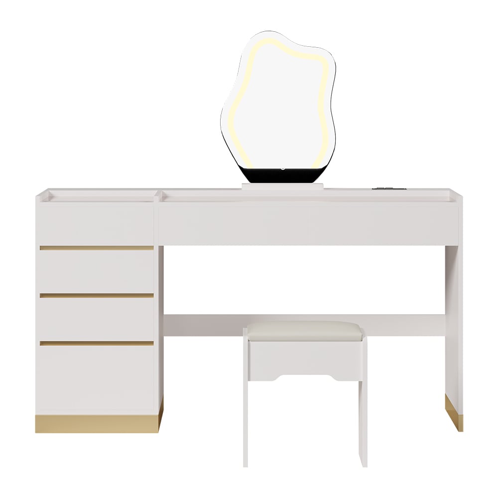 HMR - LED Mirror Makeup Vanity Set with 2 Smart Nightstands