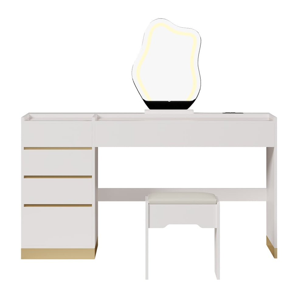 HMR - LED Mirror Makeup Vanity Set with 2 Smart Nightstands