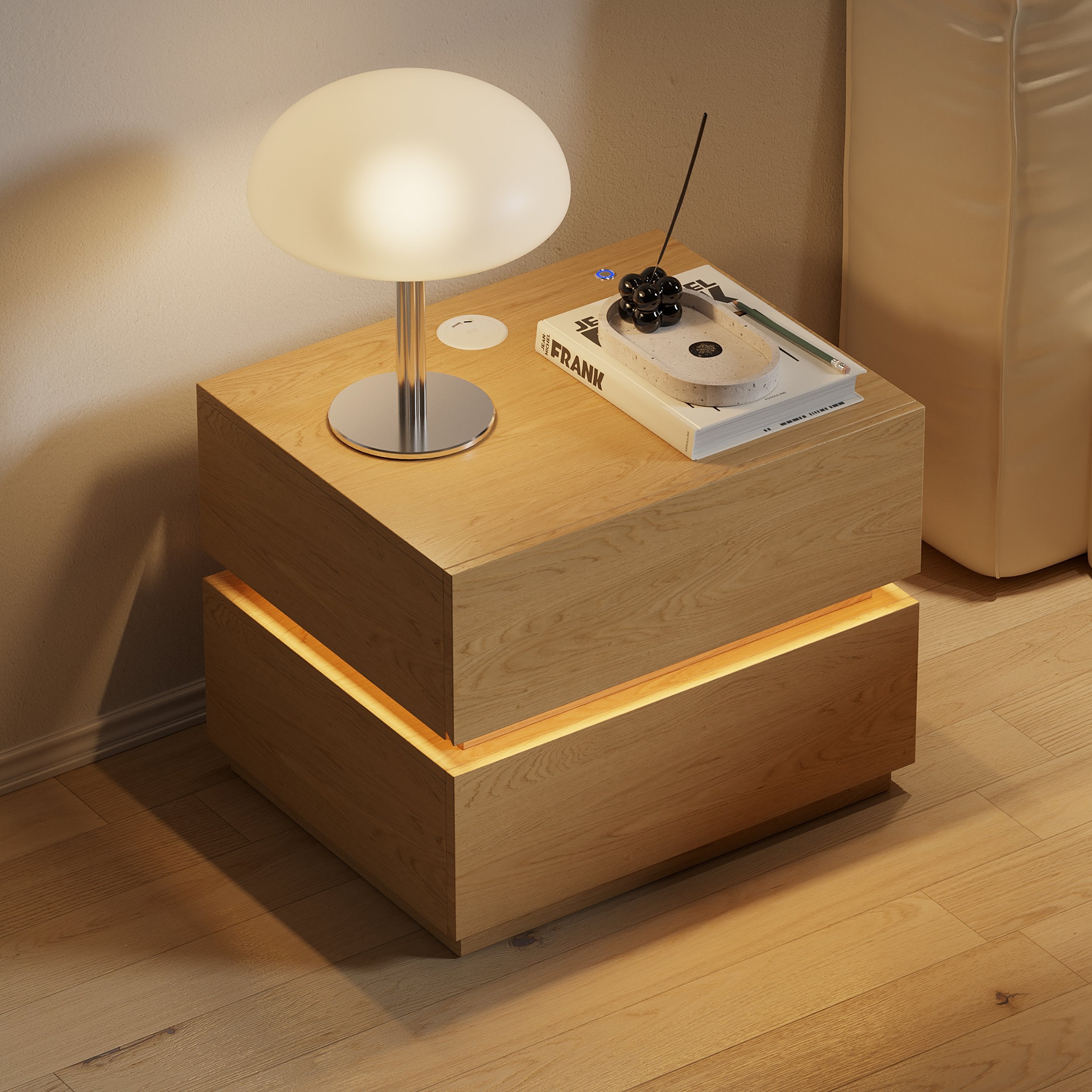 HMR - Nightstand with Light & Charging Station