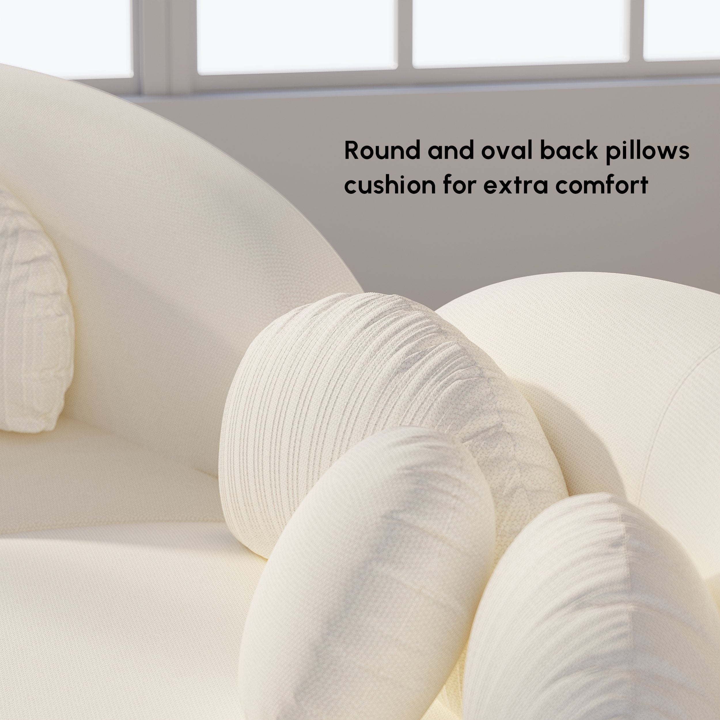 HMR - Curved Sectional Sofa with Ottoman & Pillows