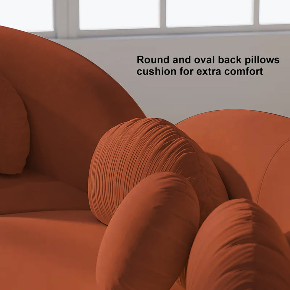 HMR - Curved Sectional Sofa with Ottoman & Pillows