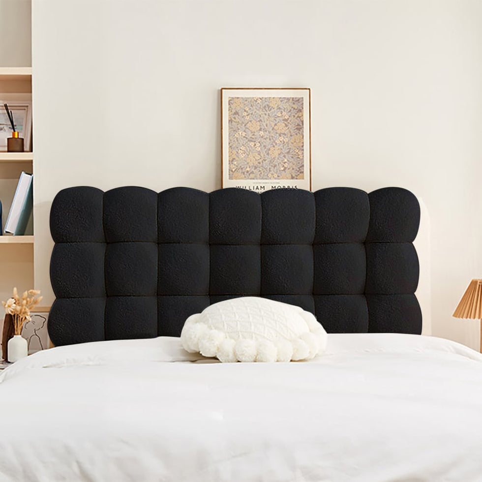 HMR - Modern Queen Tufted Upholstered Boucle Headboard Pillow
