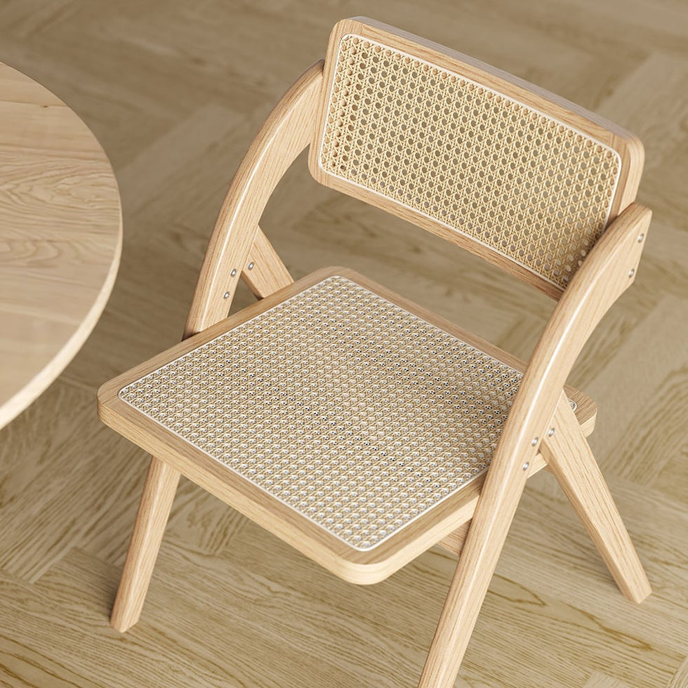 HMR - Japandi Folding Solid Wood Natural Dining Chairs