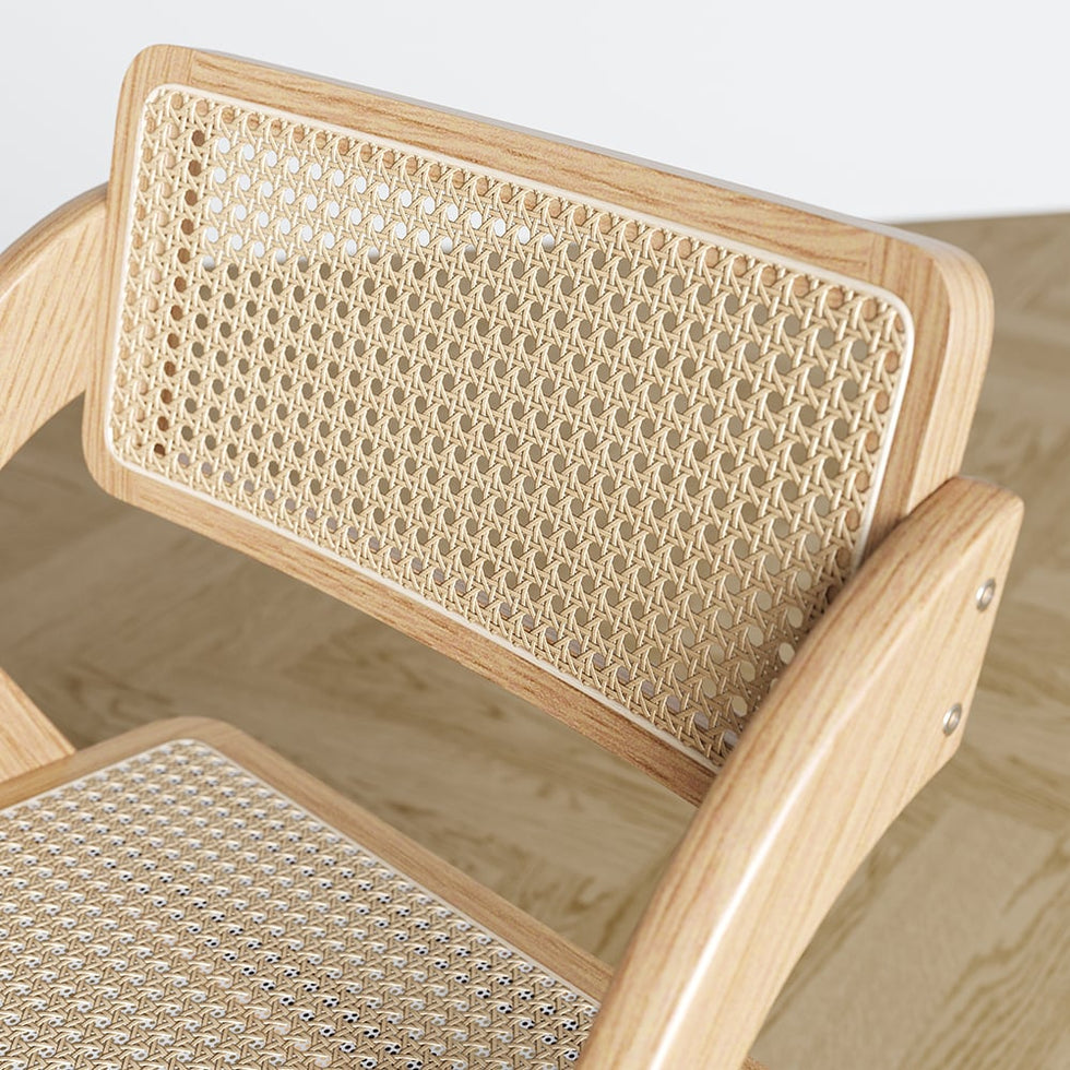 HMR - Japandi Folding Solid Wood Natural Dining Chairs