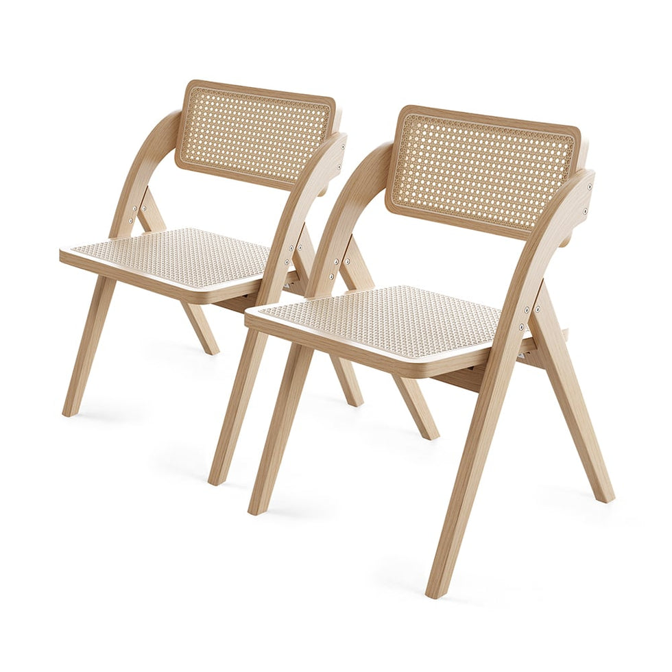 HMR - Japandi Folding Solid Wood Natural Dining Chairs