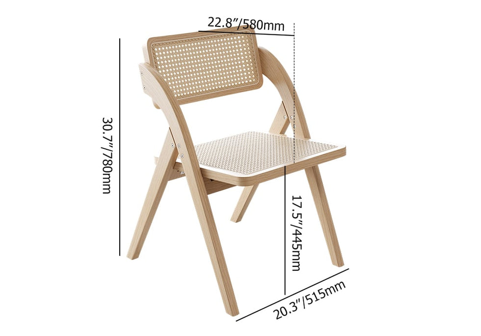 HMR - Japandi Folding Solid Wood Natural Dining Chairs