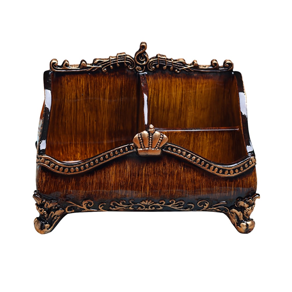 HMR - Vintage Brown Resin Remote Control Holder Living Room Storage Box Home Decoration