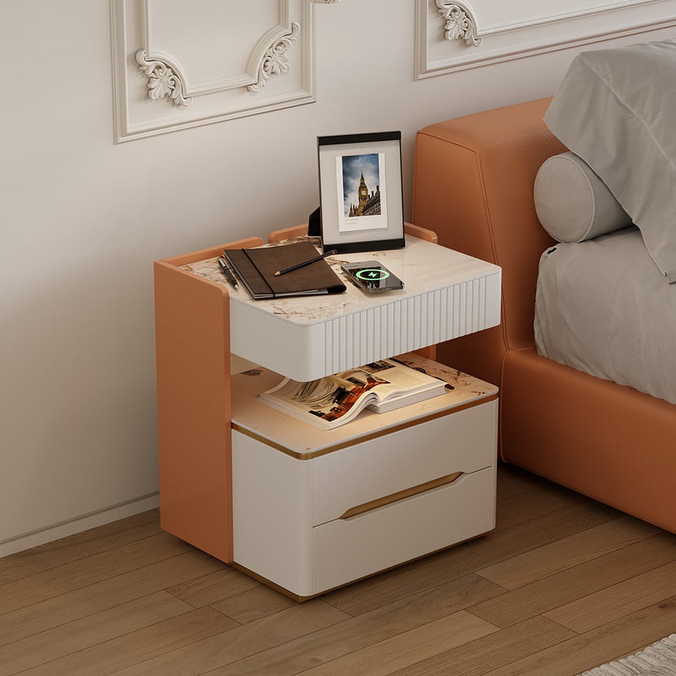 HMR - Vailora Smart Nightstand with Wireless Charger Sensor Light Bluetooth Speakers