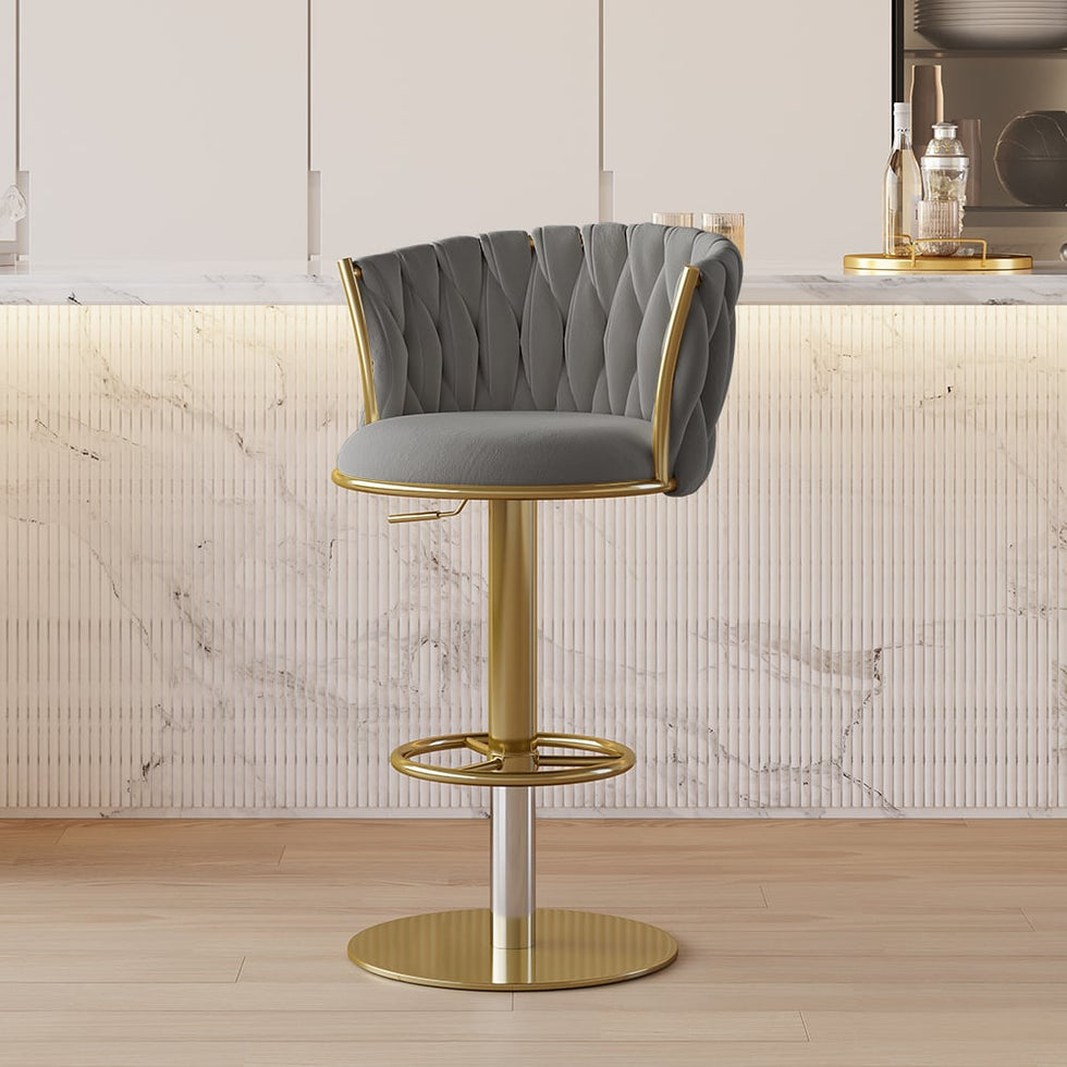 HMR - Set of 2 Modern Adjustable Swivel Bar Stools or Counter Stools with Upholstery